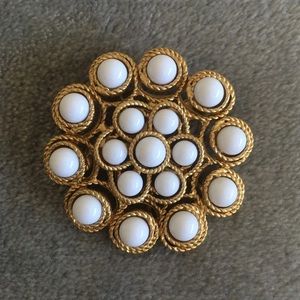 Faux Gold and white brooch pin